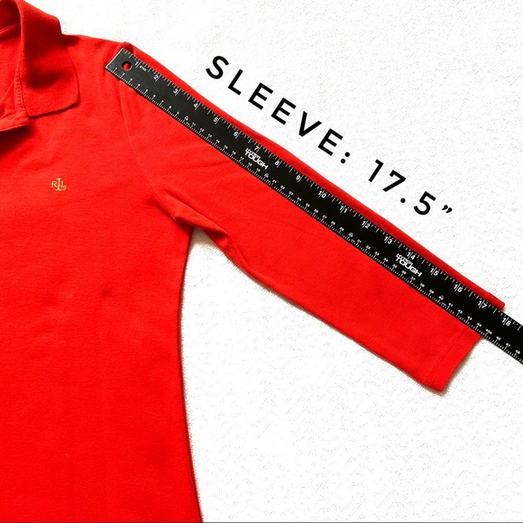 Lauren Ralph Lauren Red Orange 3/4 sleeve Polo Shirt - Picture 9 of 13